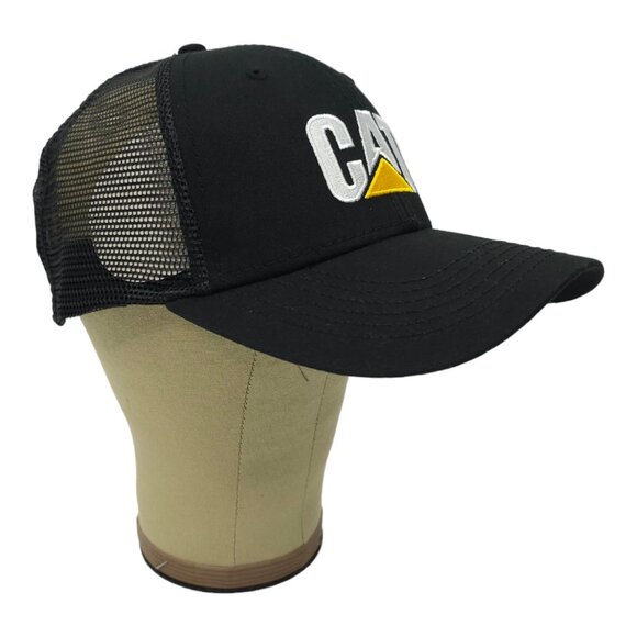 Caterpillar CAT Equipment Black Mesh Retro Snapback Cap Trucker Baseball NEW - Picture 3 of 13